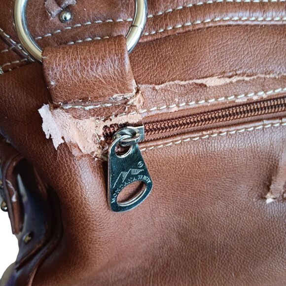 Montana West Western Style Brown Faux Leather Handbag Studded Cross Buckle - Picture 5 of 10